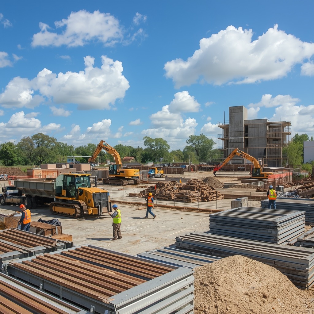 lucid-origin_A_bustling_waste_management_construction_site_with_heavy_machinery_and_workers_i-0