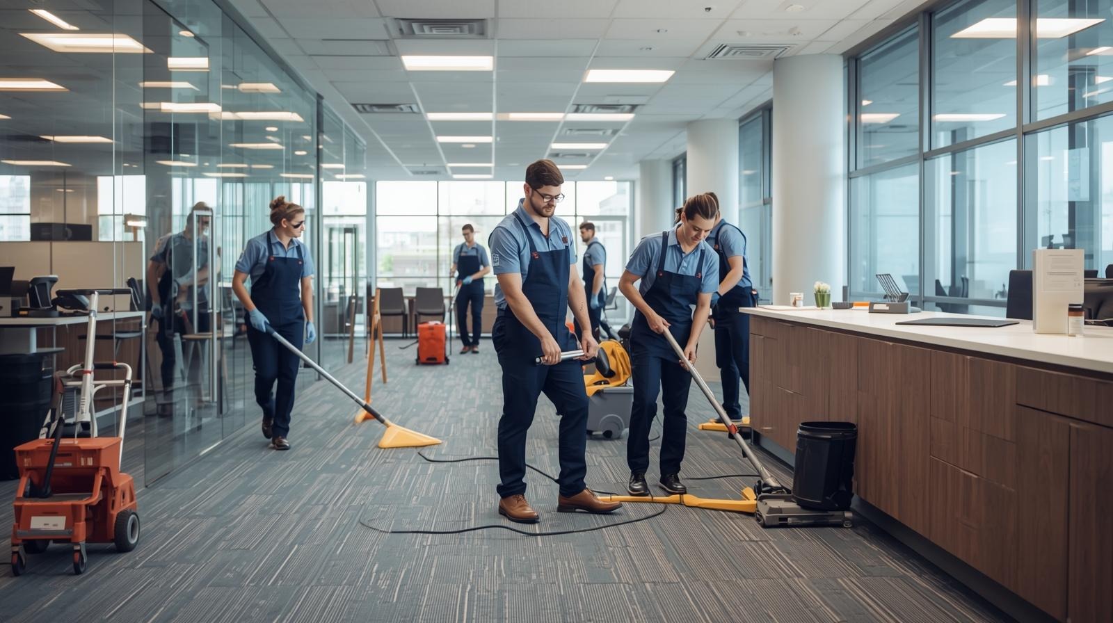 staffs cleaning this - Our Cleaning Services__Commercial office cleaning__Glass and surface cleaning__Apartment maintenance__Sanitization of bathrooms__Kitchen cleaning__Post-renovation cleaning__Event (1)